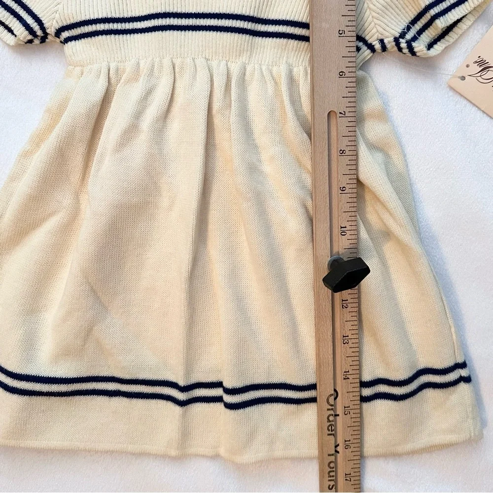 Vintage NWT Little World Milano Knit Turtleneck Dress 4T Toddler Girls Ivory
